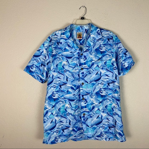 Max Boxxer Vintage Dolphin Button Up Shirt Large